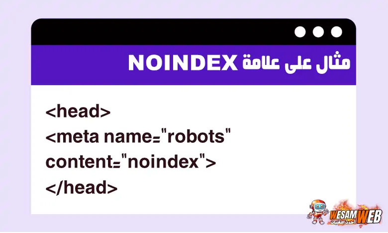 مثال على علامة noindex