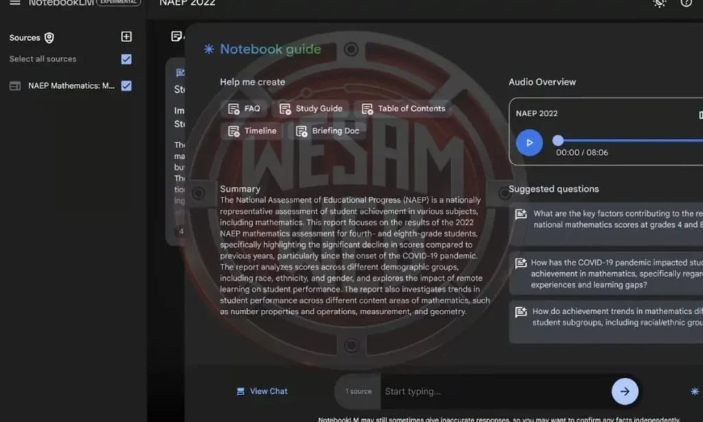 التعامل مع المصادر في NotebookLM