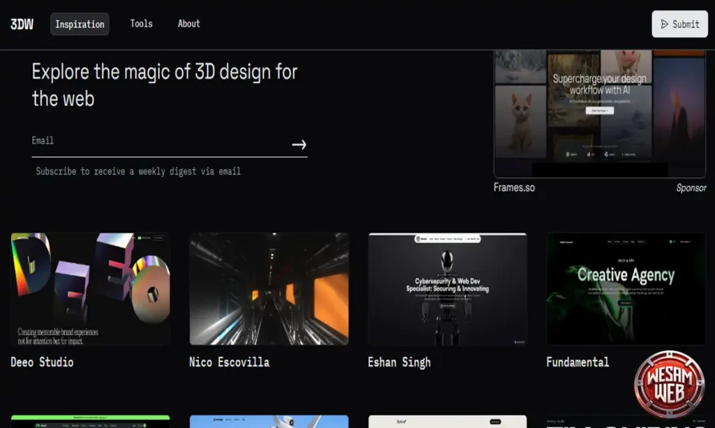 مواقع إلهام تصميم المواقع: 3DW