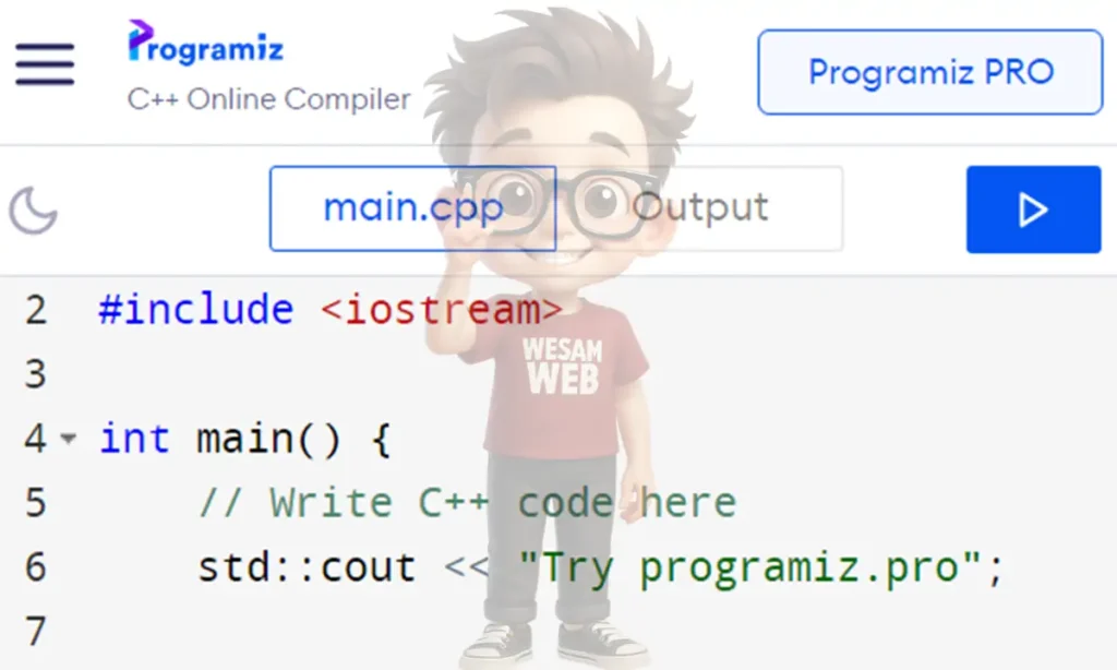 استخدام بيئة أونلاين لكتابة وتشغيل كود سي++
