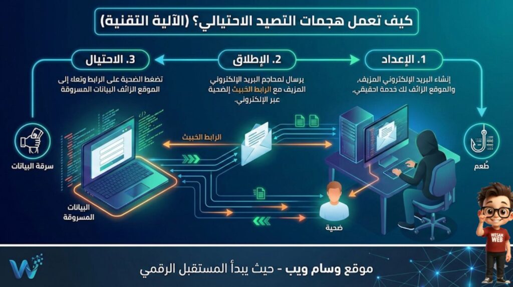كيف تعمل هجمات التصيد الاحتيالي