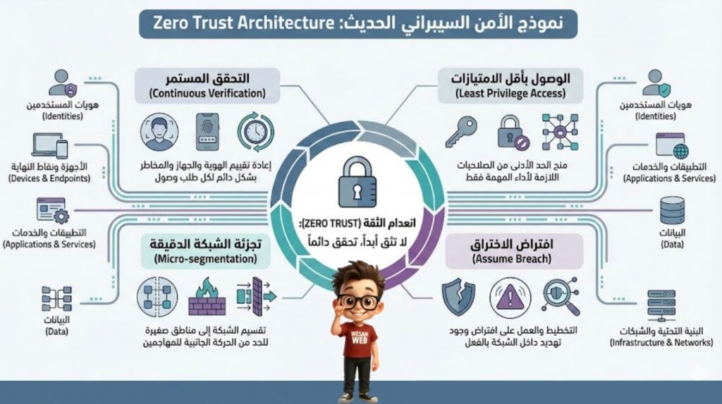 عمل مبدأ انعدام الثقة Zero Trust