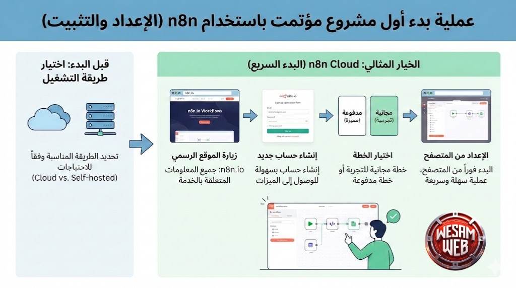 الاعدادت والتثبيت لاستخدام n8n
