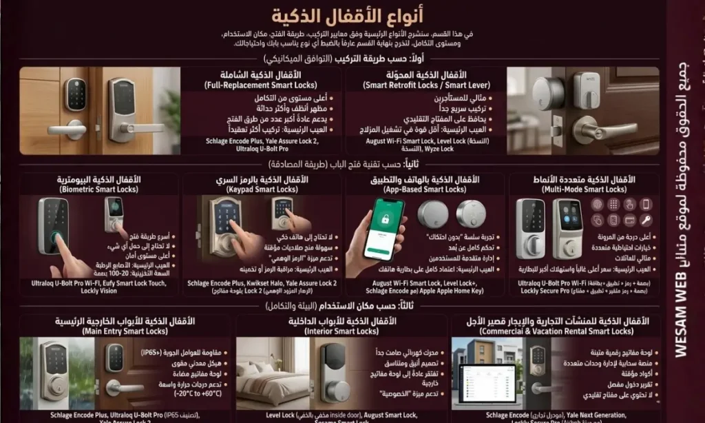 أنواع الأقفال الذكية