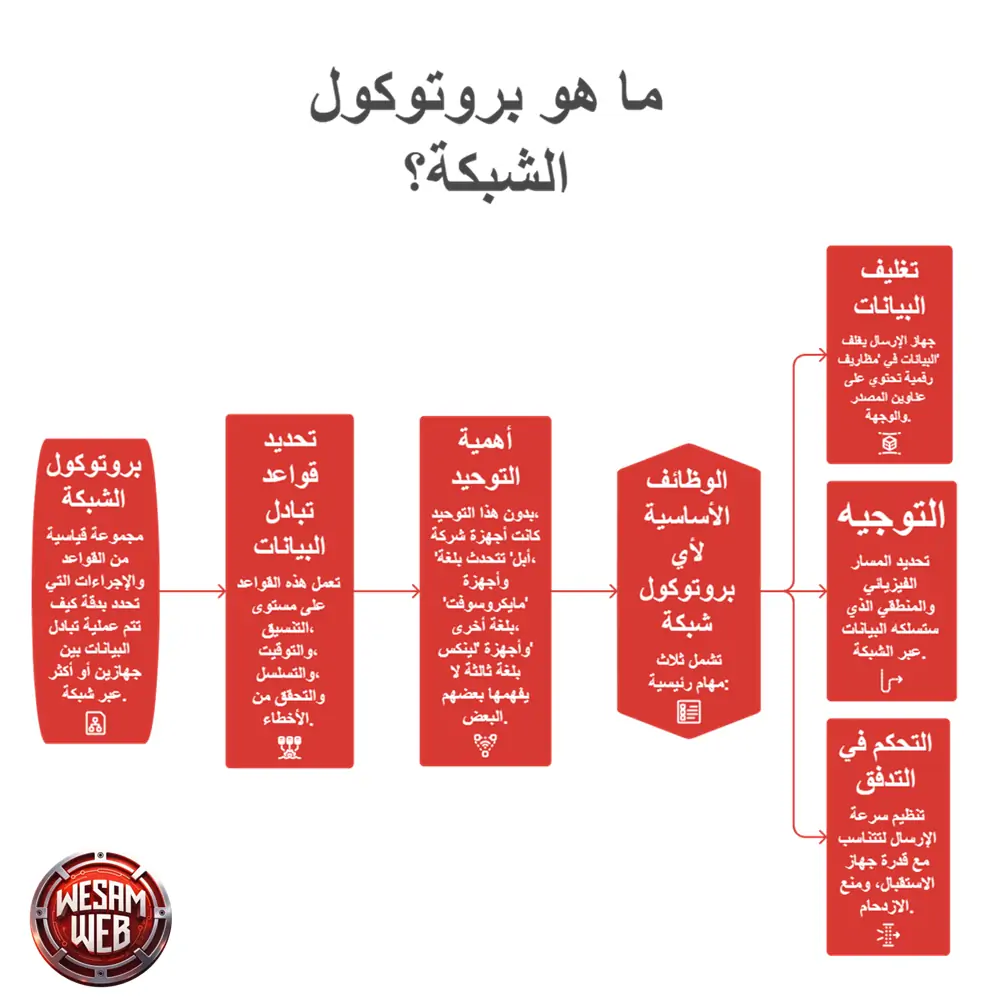 الوظائف الأساسية لأي بروتوكول شبكة
