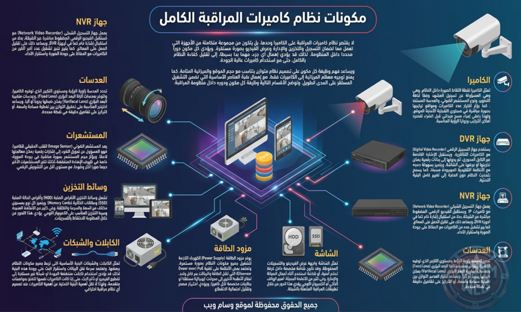 مكونات نظام كاميرات المراقبة الكامل