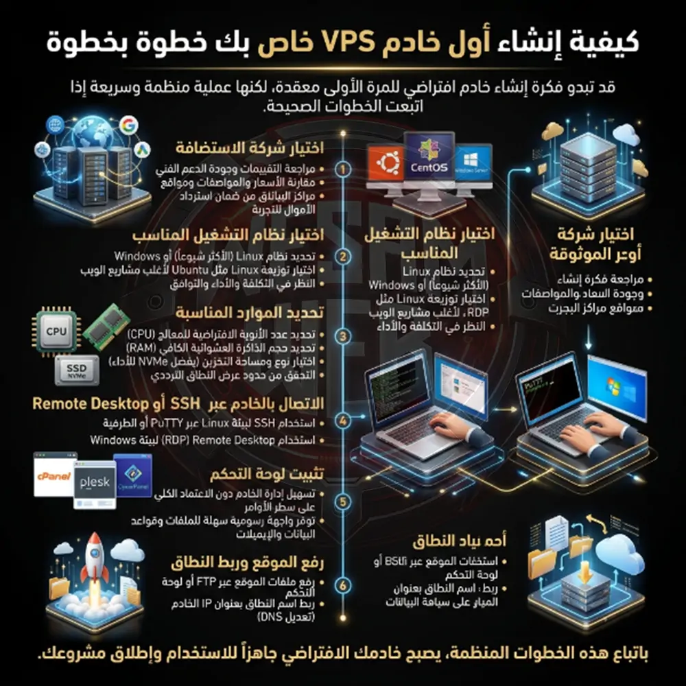 كيفية إنشاء أول خادم VPS خطوة بخطوة