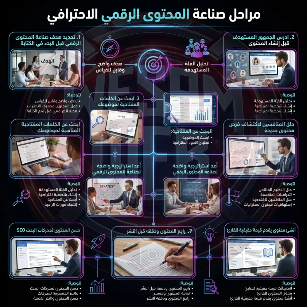مراحل صناعة المحتوى الرقمي الاحترافي