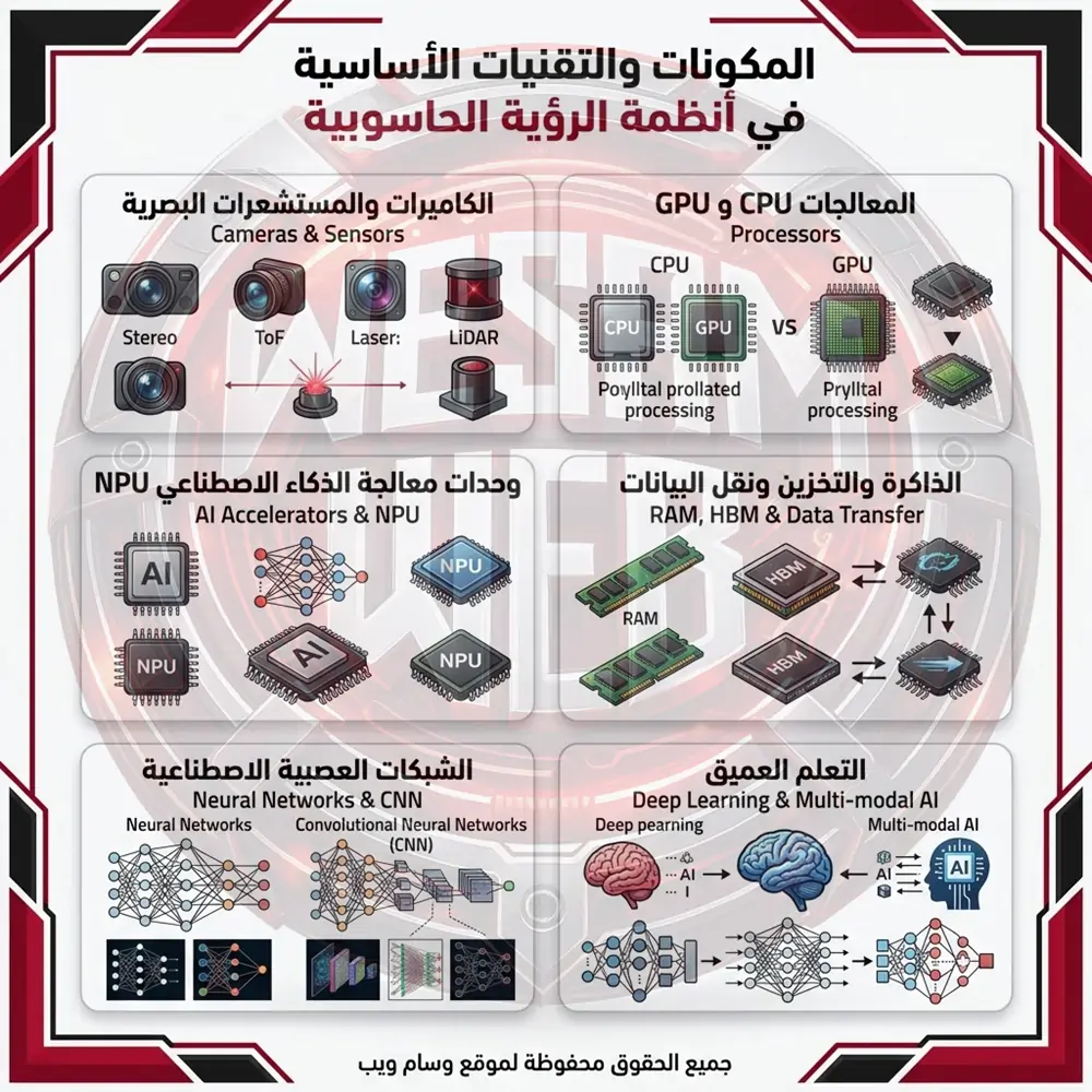 المكونات والتقنيات الأساسية في أنظمة الرؤية الحاسوبية