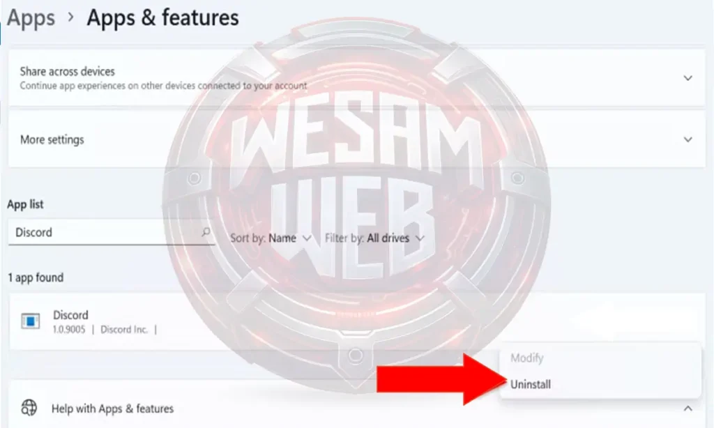 إزالة ديسكورد من Windows 11