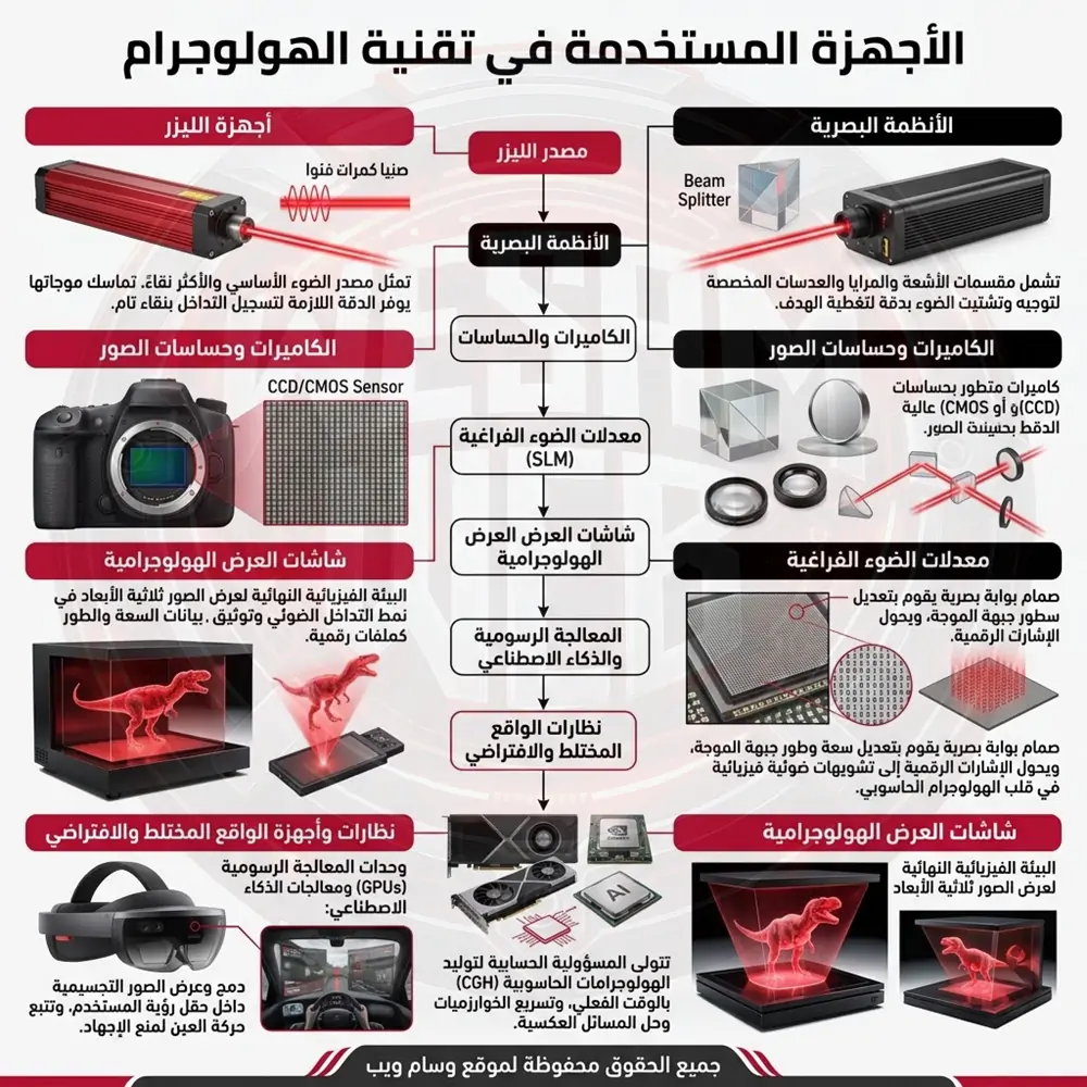 الأجهزة المستخدمة في تقنية الهولوجرام