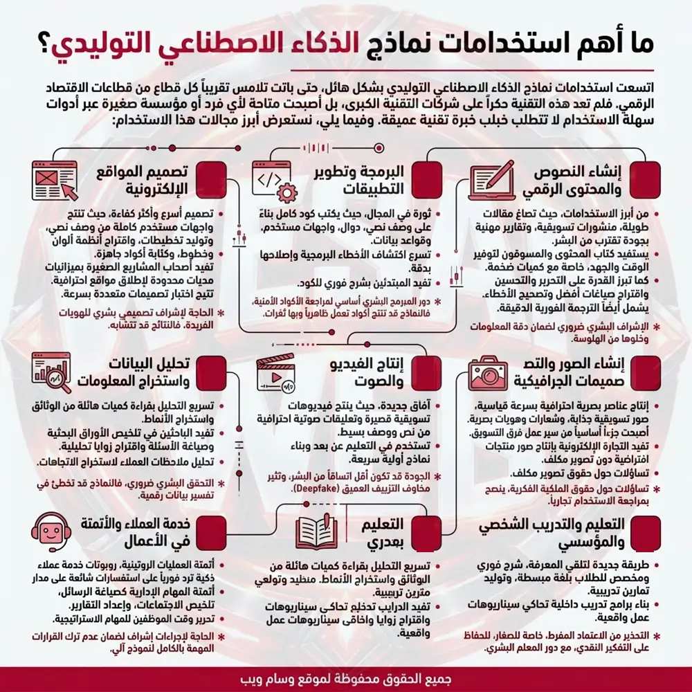 استخدامات نماذج الذكاء الاصطناعي التوليدي