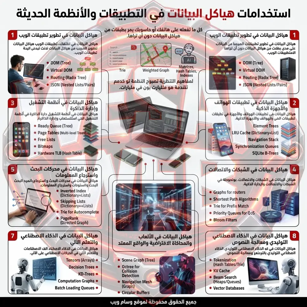 استخدامات هياكل البيانات في التطبيقات والأنظمة الحديثة