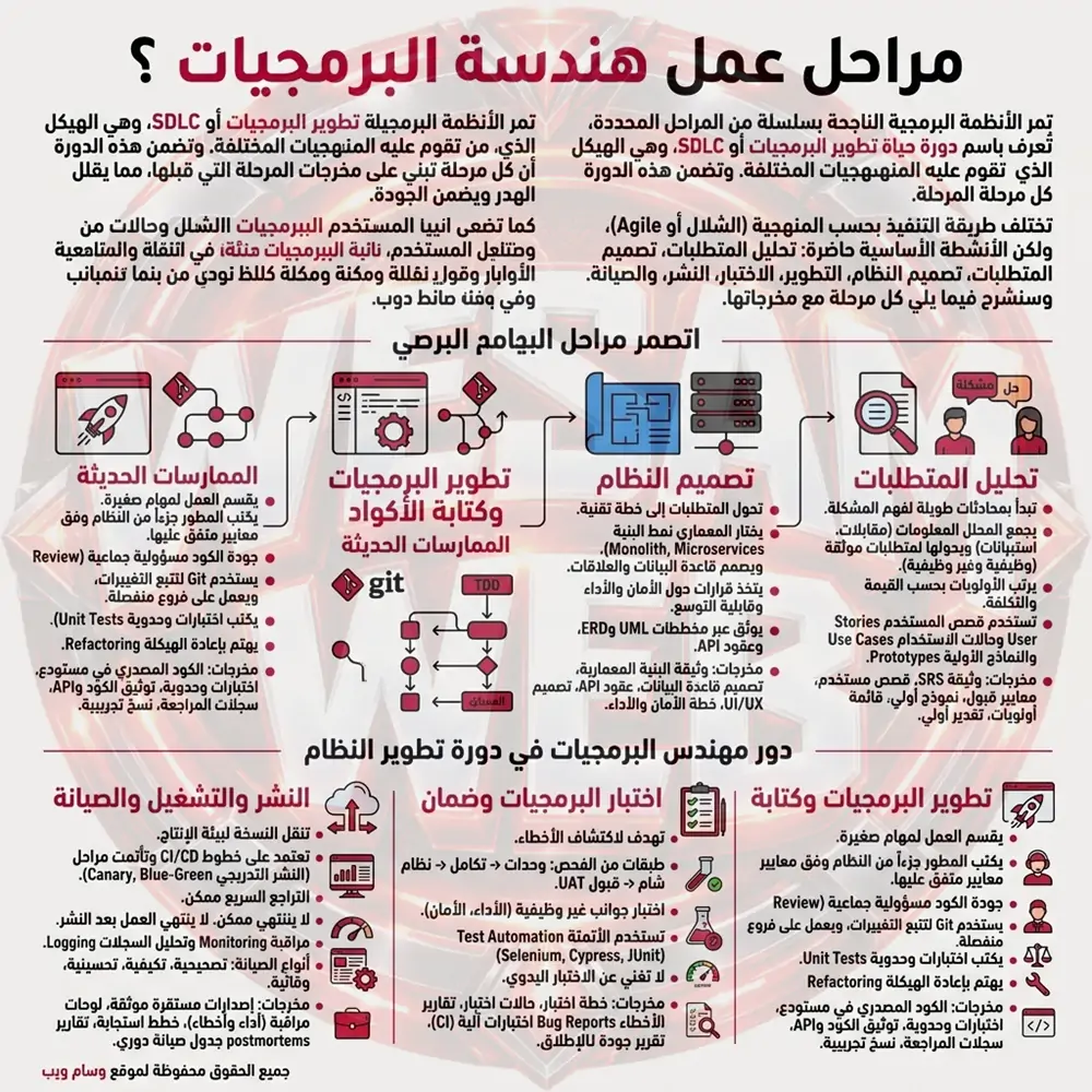 مراحل عمل هندسة البرمجيات